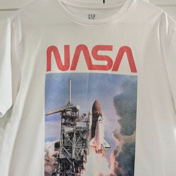 Gap Men's NASA T-Shirt White Cotton Large, Short Sleeve, Space Shuttle Discovery - Picture 3 of 16
